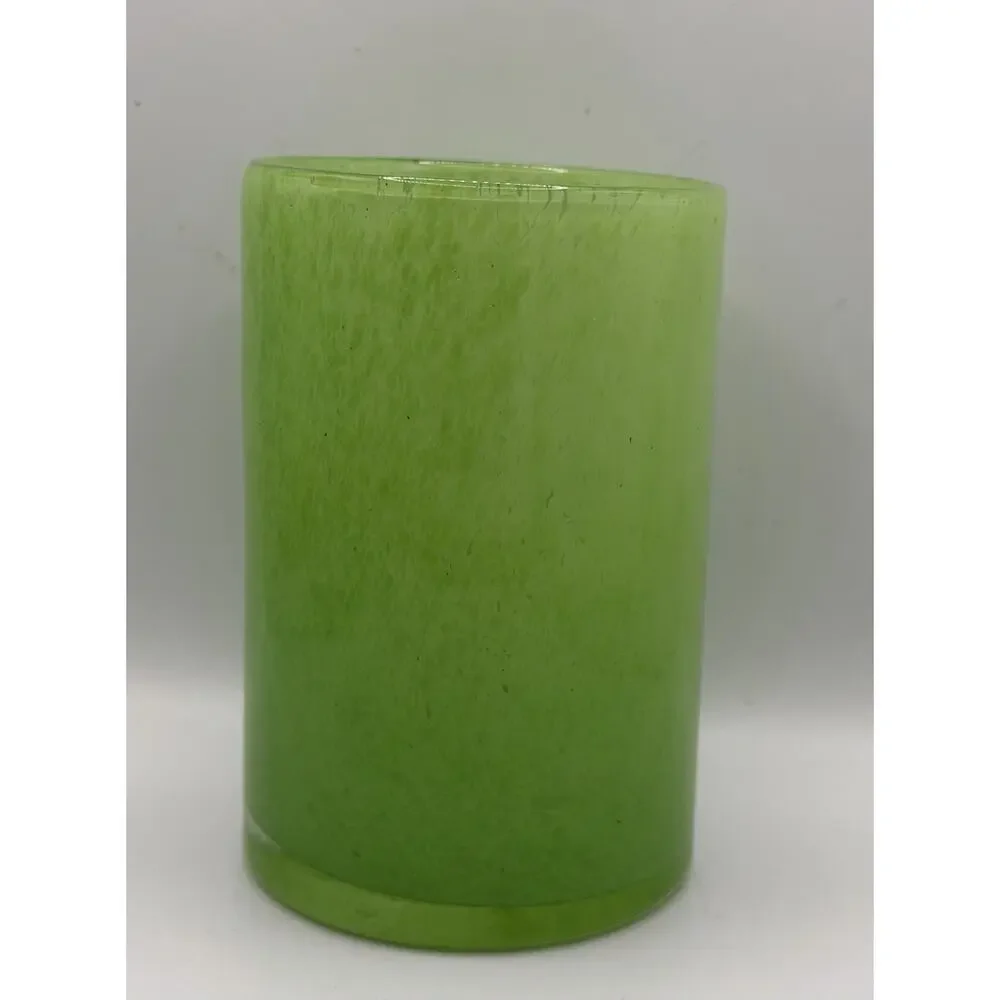 CYS Excel Hand Blown Frosted Seafoam Glass Vase Candle Holder 6”